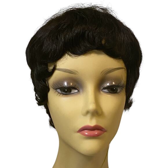 Vivica Fox HH-Carita Pure Stretch Cap Human Hair Wig 1B Off Black NWT  - A866W - Picture 7 of 15